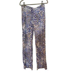 Lilly Pulitzer Palazzo Pant Womens Blue & Yellow Patterned Pull On Stretch Size